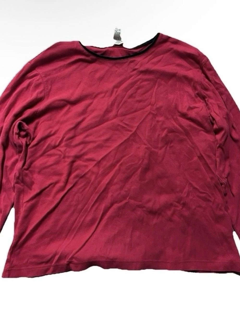 Women’s Talbots Red Long Sleeve Shirt Black Neckline Size 1X